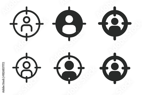 Niche Market Logos. Business ideas for niche markets. Icon set. Set Logo of niche business ideas: target market illustration. harmonious logo variations of the