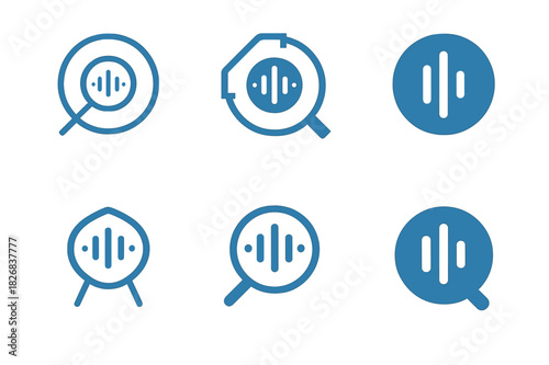 AI Logo Variations. AI integration in everyday life (smart homes, autonomous cars). Icon set. Set Logo of AI integration: voice assistant. harmonious logo