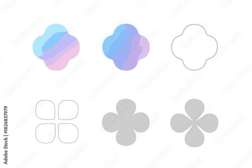 Obraz premium Gentle Blur Icons. Gentle Blur. Icon set. Set Logo of Gentle Blur: Diffused Light Spot. harmonious logo variations of the same emblematic concept (Negative