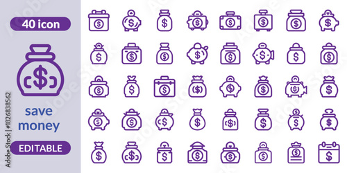  save money icon. eps, financial strategy icon, saving fund icon, frugal living icon, financial resource icon