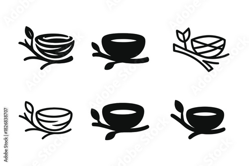 Nest Logo Variations. Nest. Icon set. Set Logo of nest: ant nest mound with tunnel cross-section. harmonious logo variations of the same emblematic concept,