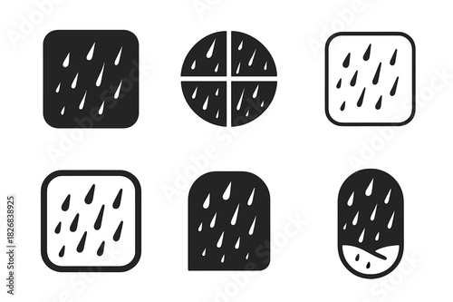 Melancholy Logo Variations. Melancholy. Icon set. Set Logo of Melancholy: rainy windowpane pattern. harmonious logo variations of the same emblematic concept,