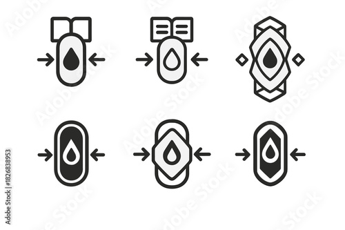 Menstrual Hygiene Icons. Menstrual hygiene management. Icon set. Set Logo of Menstrual hygiene management: Educational chart. harmonious logo variations of the