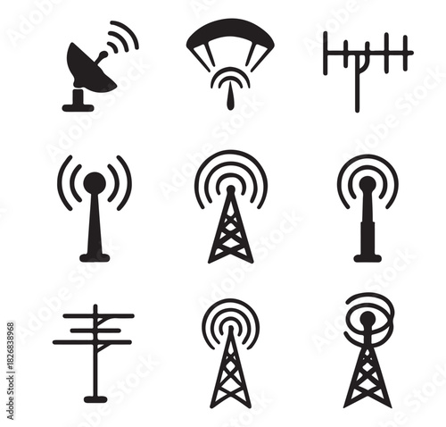 Antena icons set vector