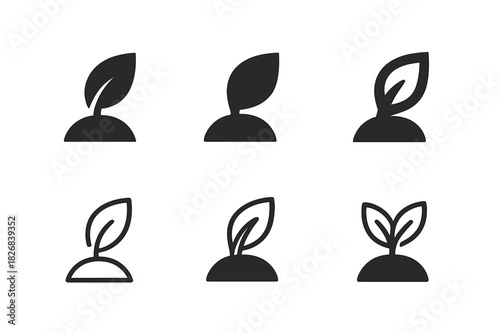 Natural Logo Variations. Raw. Icon set. Set Logo of raw: natural and organic symbol. harmonious logo variations of the same emblematic concept, each with