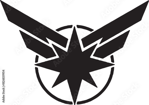 Captain marvel s star emblem logo in black and white