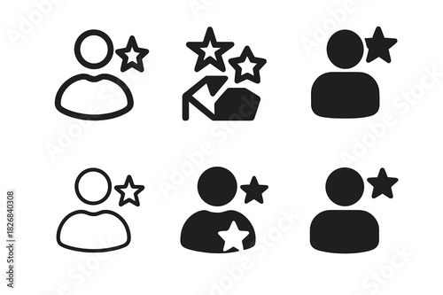 Personalized Service Icons. personalized service. Icon set. Set Logo of personalized service: human with star. harmonious logo variations of the same