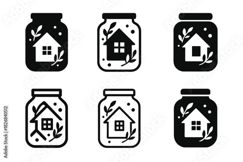 Keepsake Decoration Icons. decorating your home with meaningful keepsakes. Icon set. Set Logo of decorating your home with meaningful keepsakes: decorative