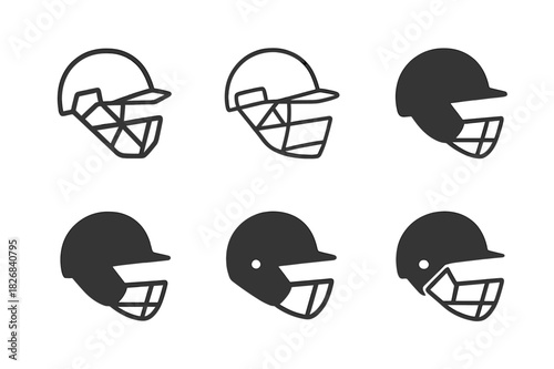 Cricket Logo Variations. Cricket. Icon set. Set Logo of Cricket: Wicket Stumps. harmonious logo variations of the same emblematic concept (Stylized detail,