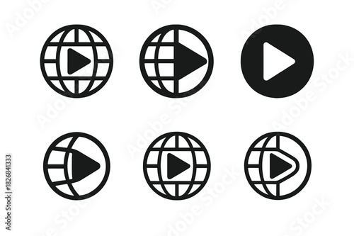 Global Media Icons. Global media. Icon set. Set Logo of Global media: Internet news icon. harmonious logo variations of the same emblematic concept (Abstract