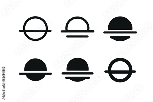 Horizon Logo Variations. Expanse. Icon set. Set Logo of endless horizon. harmonious logo variations of the same emblematic concept (Minimal outline, Negative