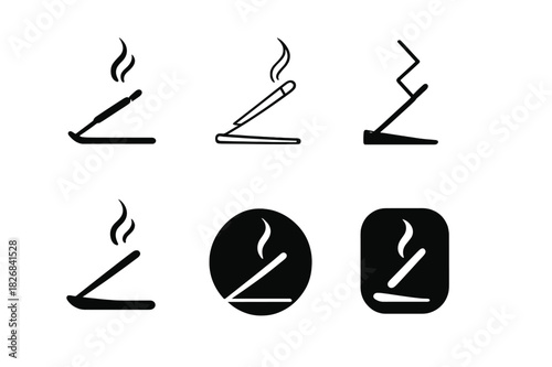 Spiritual Icon Set. spiritual routine. Icon set. Set Logo of spiritual routine: incense stick. harmonious logo variations of the same emblematic concept, each