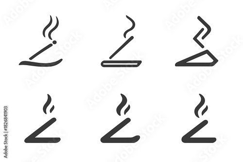Spiritual Icon Set. spiritual routine. Icon set. Set Logo of spiritual routine: incense stick. harmonious logo variations of the same emblematic concept, each