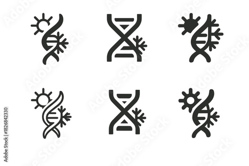 Genetic Adaptation Icons. genetic adaptation to extreme climate conditions. Icon set. Set Logo of genetic adaptation to extreme climate conditions: