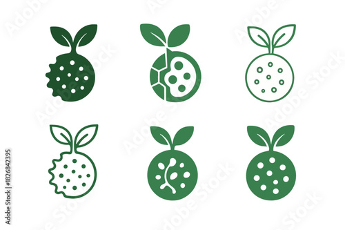 Cellular Regeneration Logos. life extension through cellular regeneration. Icon set. Set Logo of life extension through cellular regeneration: