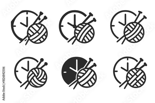 Creative Hobby Logos. setting aside time for hobbies like painting or knitting. Icon set. Set Logo of setting aside time for hobbies like painting or knitting:
