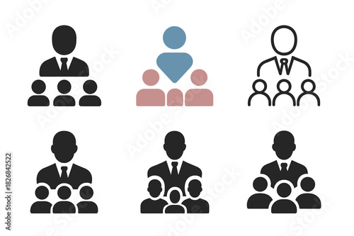 Human Resources Icons. Human resources. Icon set. Set Logo of human resources: leadership figure. harmonious logo variations of the same emblematic concept,