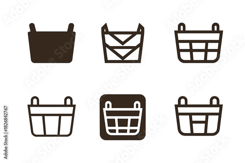 Custom Home Storage Solutions. Creating custom-designed home storage solutions. Icon set. Set Logo of creating custom-designed home storage solutions: storage