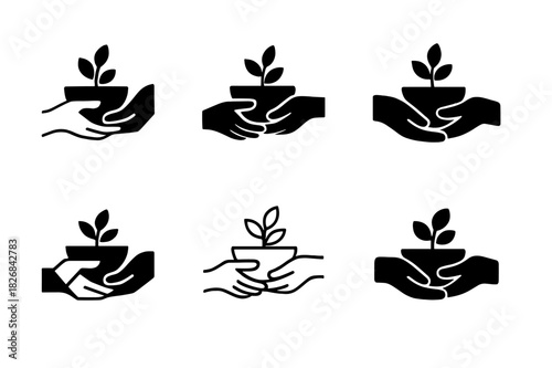 Family Cooking Icons. cooking together as a family. Icon set. Set Logo of cooking together as a family: hands passing ingredients. harmonious logo variations