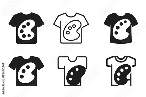 Artistic Clothing Logos. Clothing collaborations between artists and designers. Icon set. Set Logo of clothing collaborations between artists and designers: