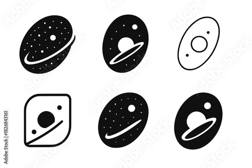 Expanse Logo Variations. Expanse. Icon set. Set Logo of Expanse: vast cosmic field. harmonious logo variations of the same emblematic concept, each with