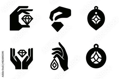 Handmade Crafts Logos. Creating and selling handmade crafts. Icon set. Set Logo of handmade crafts: handmade jewelry. harmonious logo variations of the same