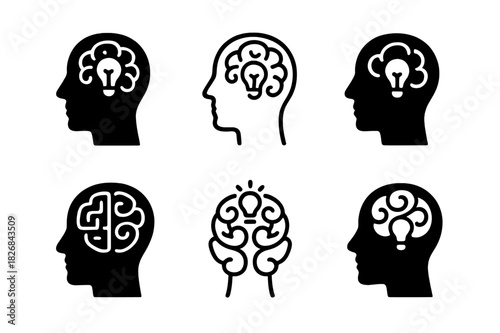 Neurodiversity Icon Set. Neurodiversity in the workplace. Icon set. Set Logo of neurodiversity: creative thought process. harmonious logo variations of the