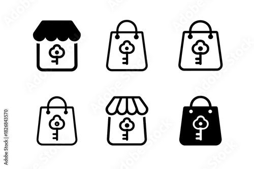 Niche Business Logo Set. Business ideas for niche markets. Icon set. Set Logo of niche business ideas: online store with unique items. harmonious