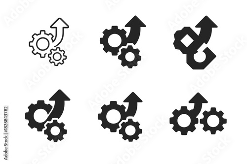 Organizational Change Logos. Managing organizational change and transformation. Icon set. Set Logo of managing organizational change and transformation: