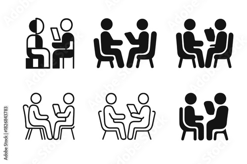 Mental Health Logos. Mental health awareness. Icon set. Set Logo of mental health: therapy session icon. harmonious logo variations of the same emblematic