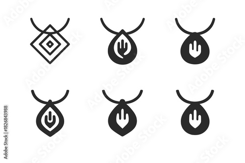 Handmade Crafts Logos. Creating and selling handmade crafts. Icon set. Set Logo of handmade crafts: handmade jewelry. harmonious logo variations of the same