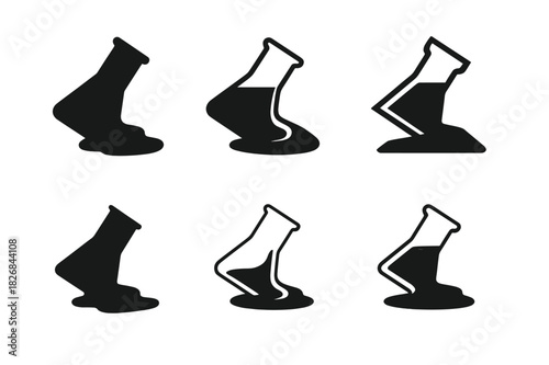 Workplace Hazard Icons. Workplace hazards. Icon set. Set Logo of workplace hazards: Chemical spill warning. harmonious logo variations of the same emblematic