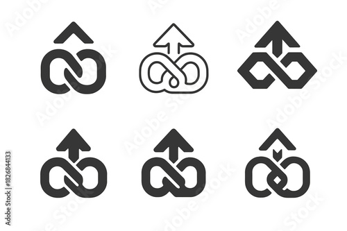 Networking Logo Variations. Networking for success. Icon set. Set Logo of networking: success-linked chain. harmonious logo variations of the same emblematic