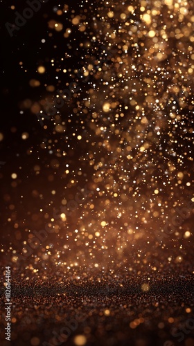 Golden Particles Float Gracefully in a Dark Background, Creating a Stunning V...
