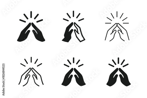 Emotional Inspiration Icons. Inspiration through moments of deep emotional connection. Icon set. Set Logo of emotional inspiration: light burst from touch.