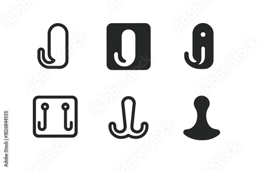 Stylish Hallway Icons. Designing a stylish hallway. Icon set. Set Logo of hallway bench. harmonious logo variations of the same emblematic concept (Abstract