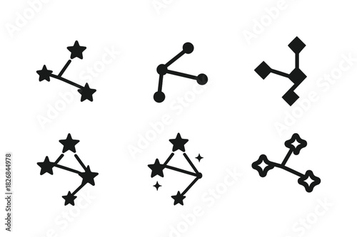 Harmony of Constellations. Constellations. Icon set. Set Logo of constellations: celestial navigation stars. harmonious logo variations of the same emblematic