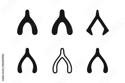 Wish Logo Variations. Wish. Icon set. Set Logo of wish: wishbone symbol. harmonious logo variations of the same emblematic concept, each with different