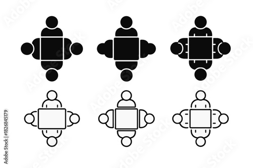 Networking Logo Variations. Business Networking. Icon set. Set Logo of Business Networking: meeting table. harmonious logo variations of the same emblematic