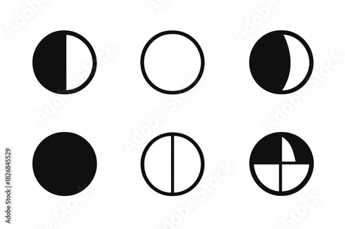 Sphere Logo Variations. Sphere. Icon set. Set Logo of Sphere: Dotted globe. harmonious logo variations of the same emblematic concept (Filled silhouette,