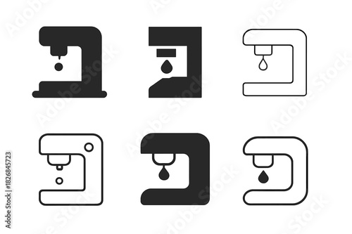 Cafe Logo Icons. cafe. Icon set. Set Logo of cafe: espresso machine icon. harmonious logo variations of the same emblematic concept, each with different