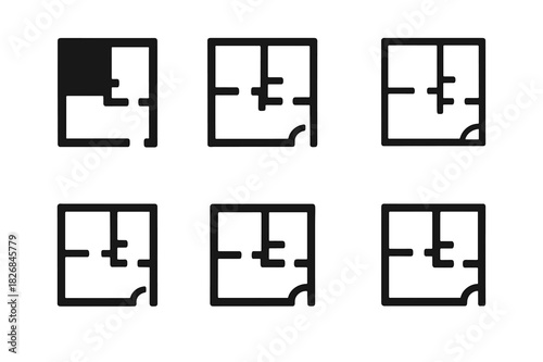 Apartment Logo Variations. Apartment. Icon set. Set Logo of apartment: intercom/buzzer panel with speaker. harmonious logo variations of the same emblematic