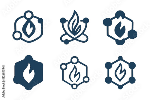 Cellular Regeneration Icons. life extension through cellular regeneration. Icon set. Set Logo of life extension through cellular regeneration: life spark