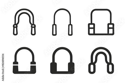 Jump Rope Icons. jump rope. Icon set. Set Logo of jump rope: gym floor. harmonious logo variations of the same emblematic concept, each with different artistic