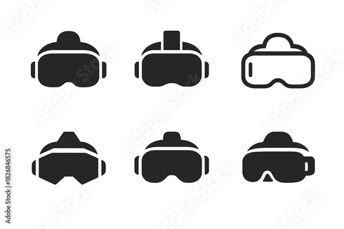 Gadget Logo Variations. Gadget. Icon set. Set Logo of gadget: VR headset icon. harmonious logo variations of the same emblematic concept, each with different