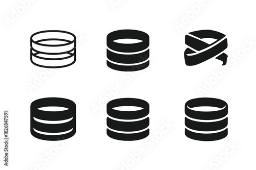 Wristband Logo Variations. Wristbands. Icon set. Set Logo of wristbands: silicone bracelet stack. harmonious logo variations of the same emblematic concept,