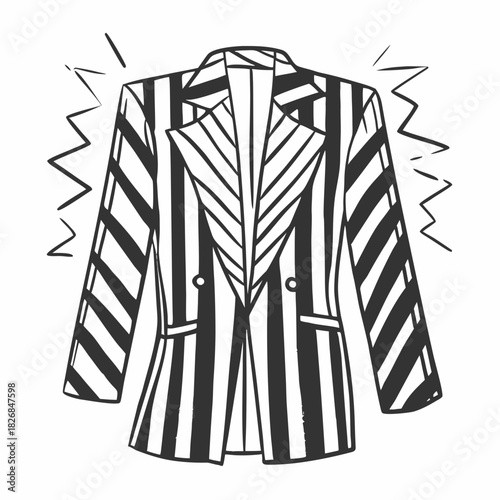Iconic black and white striped blazer illustration