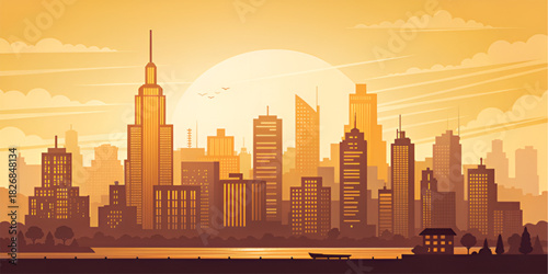 chicago skyline at sunset