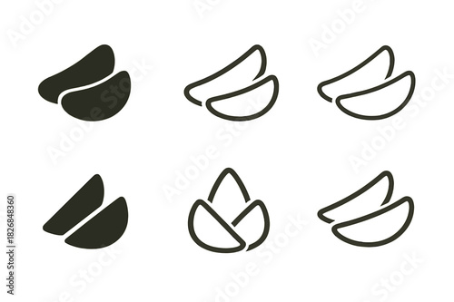 Potato Logo Variations. Potato. Icon set. Set Logo of Potato: Potato Wedges. harmonious logo variations of the same emblematic concept, each with different