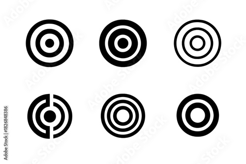 Expanse Logo Variations. Expanse. Icon set. Set Logo of Expanse: expanding concentric circles. harmonious logo variations of the same emblematic concept, each